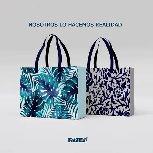 Bolsas para mujer hechaasa de tela sublimada.